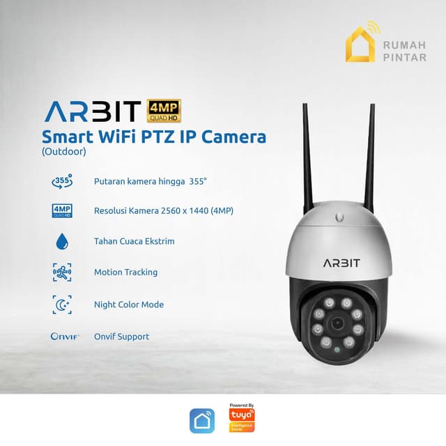 ARBIT Outdoor PTZ CCTV Security IP Camera with Site Function Wireless NVR Tahan Air Hujan Smart Home WiFi tuya