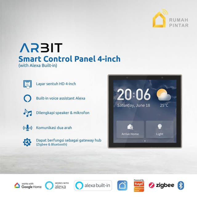 ARBIT Smart Home Control Panel 4 inch with Voice Assistant Alexa built in Tuya Gateway Hub Bluetooth Tuya