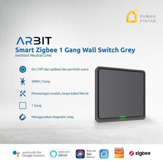 ARBIT Smart Home Zigbee Wall Switch 1 Gang