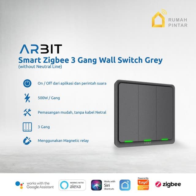 ARBIT Smart Home Zigbee Wall Switch 3 Gang