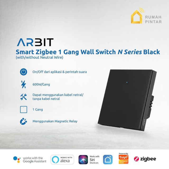 ARBIT Zigbee Wall Switch N Series (1 Gang)
