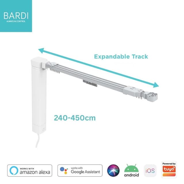 BARDI Smart Curtain Motor with Expandable Track 2.4-4.5 Meter WiFi