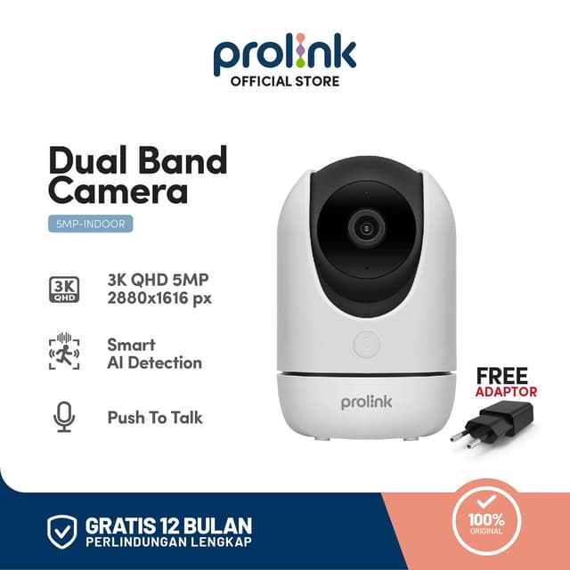 Prolink 5MP Smart IP Cam CCTV Dual Band Wifi Indoor QHD