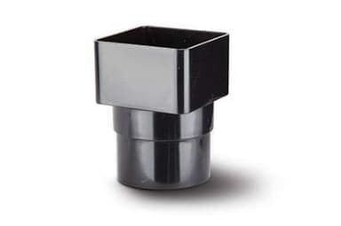 65mm Square Downpipe to Round Adaptor Black