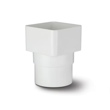 65mm Square Downpipe to Round Adaptor White