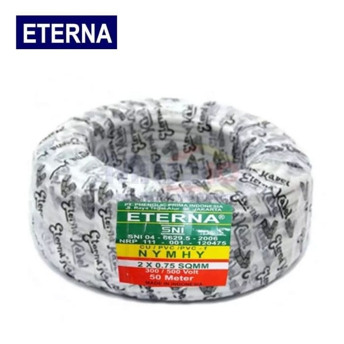 Eterna Kabel Roll NYMHY 2x0.75MM 50 Meter Putih